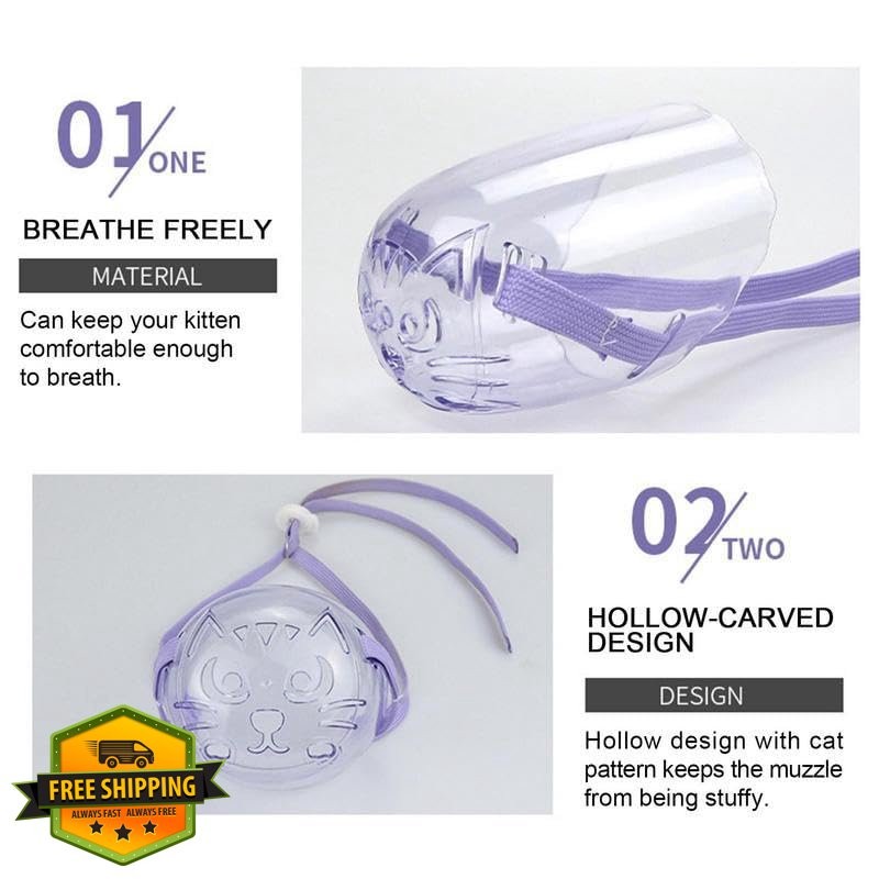 Transparent Cat Grooming Muzzle Breathable Adjustable Hood Bite