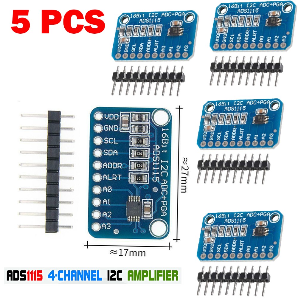 5PCS 16 Bit I2C ADS1115 Module ADC 4 channel with Pro Gain Amplifier Arduino RPi