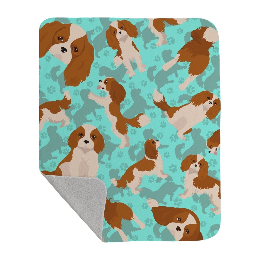Blenheim Cavalier Spaniel Quilted Blanket 50x60 Artwork Pattern Quilted Throw