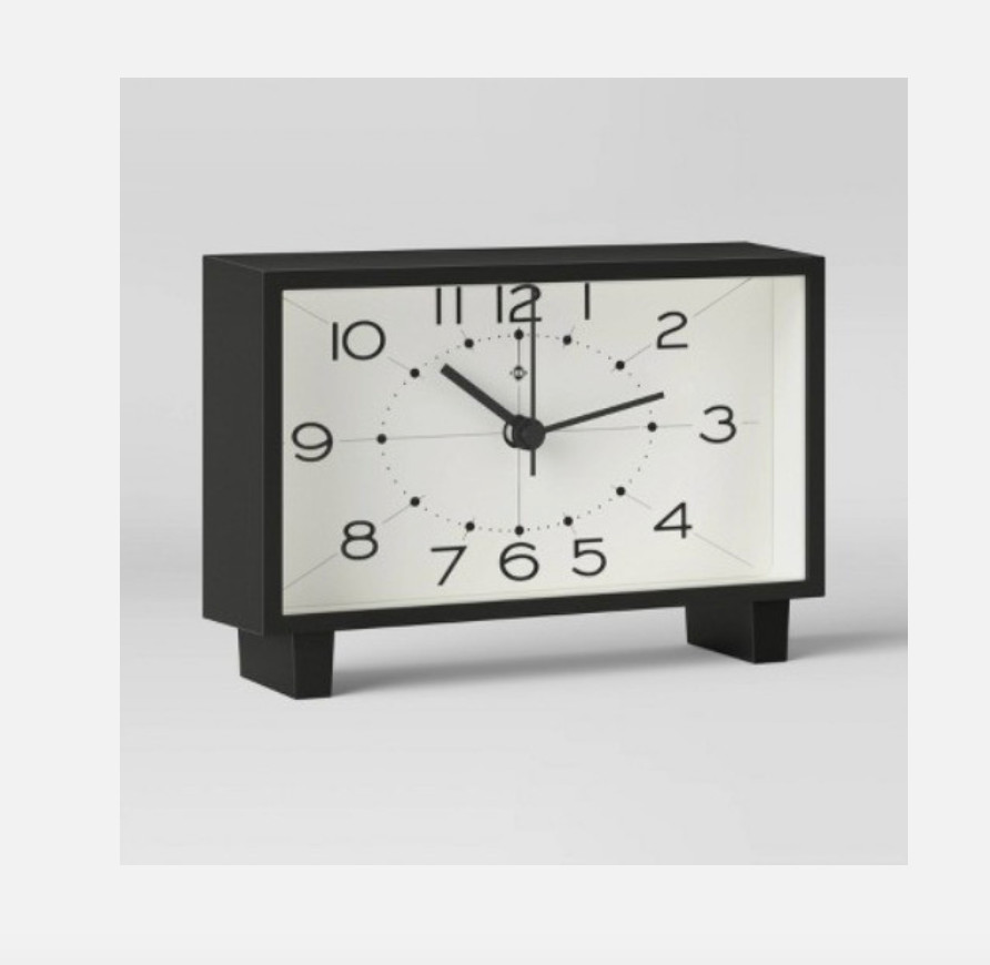 6" Rectangle Mantel Clock Black - Threshold: Modern Analog Table Clock