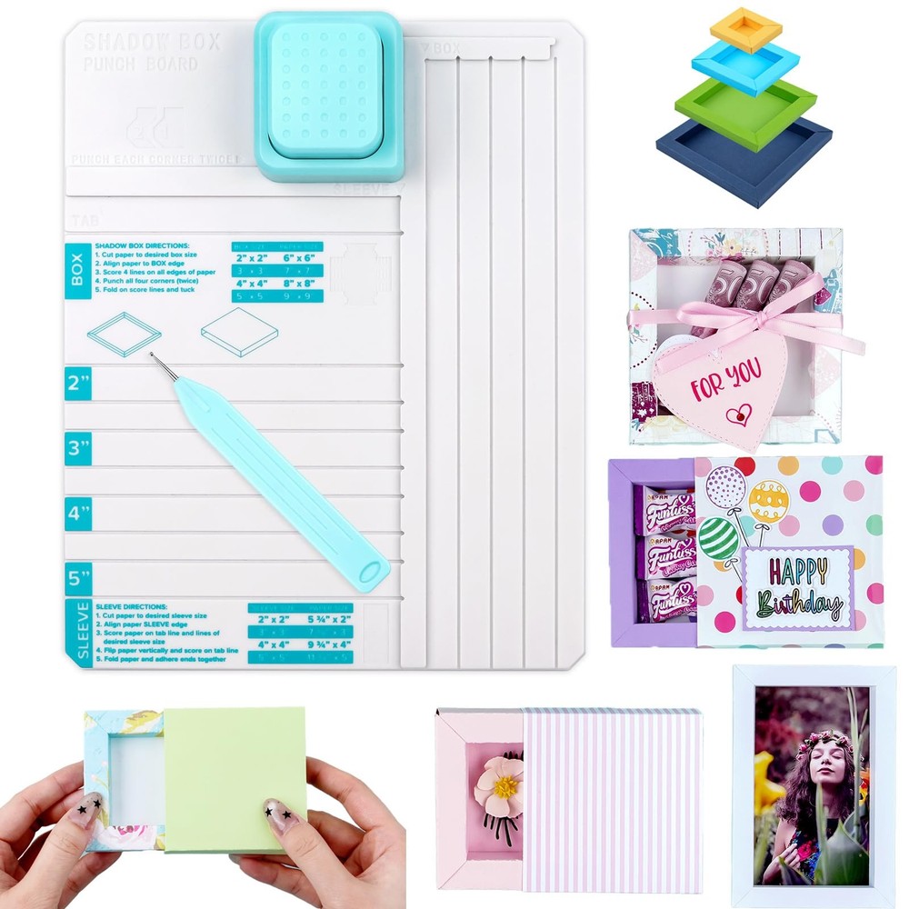 Shadow Box Punch Board for DIY Making 2" 3" 4" 5" Shadow Boxes and Sleeves, S...