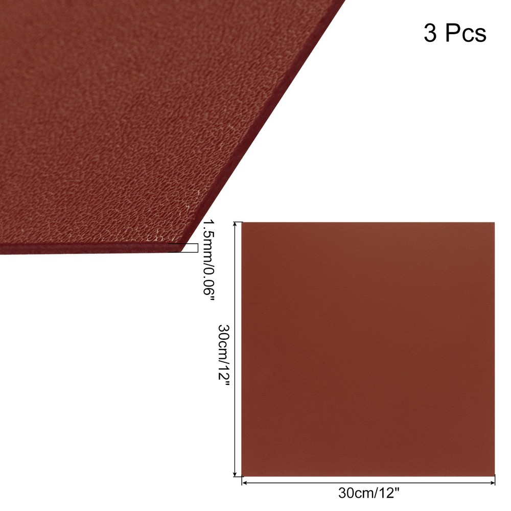 ABS Plastic Sheet 12 x 12", 1/16" Thick Leather Texture Wine Red 3Pcs