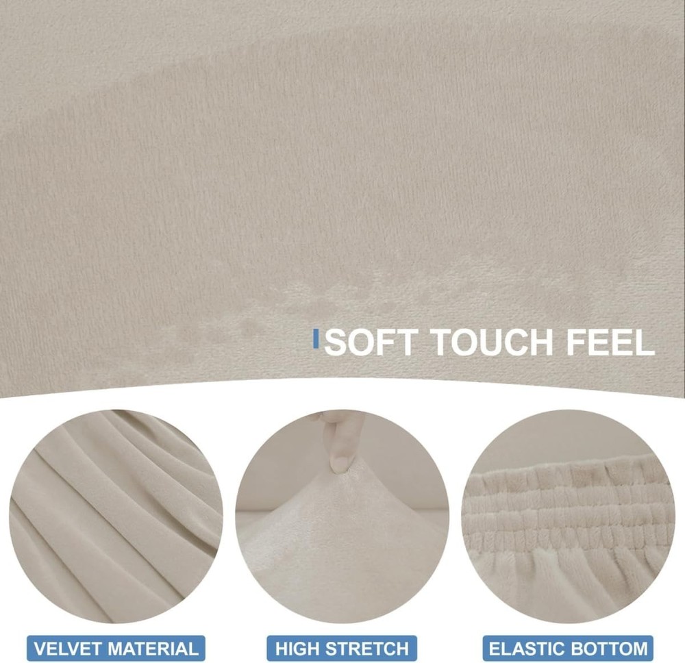 CUCRAF T Cushion Sofa Cover 4 Piece Slipcovers, Soft Thick Velvet * Ivory * NEW