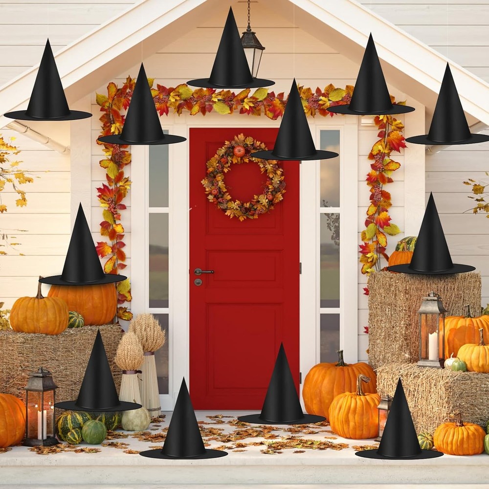 Halloween Decorations Witch Hat, 12 Pcs Thickened Black Hats Bulk...