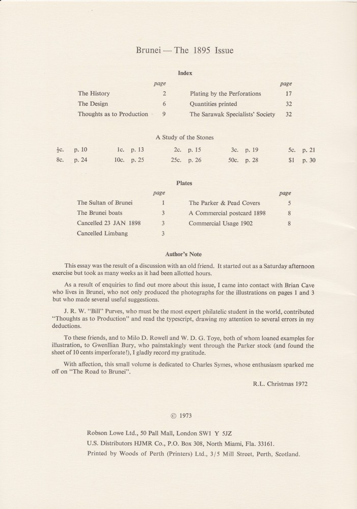 Brunei: The History and a Plating Study of the 1895 issue, by R.L.Christmas, NEW