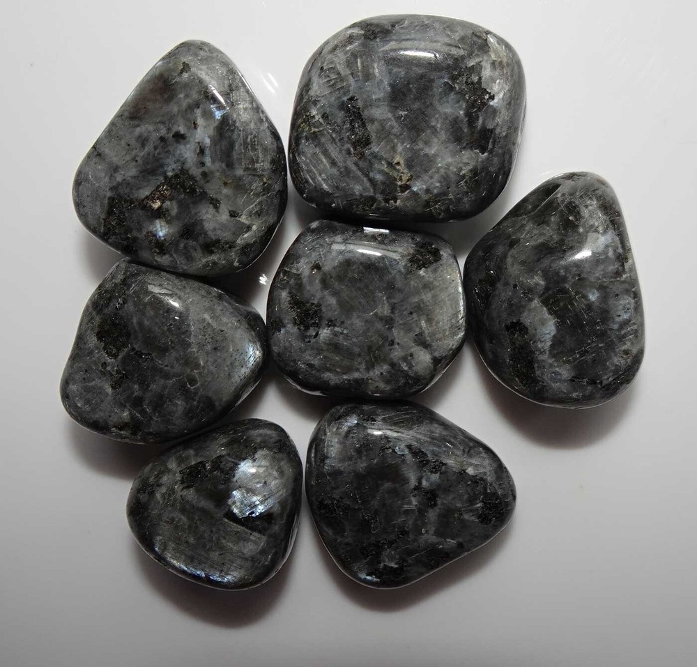 Larvikite - 7 Flashy Medium Tumbled Stones rt650e
