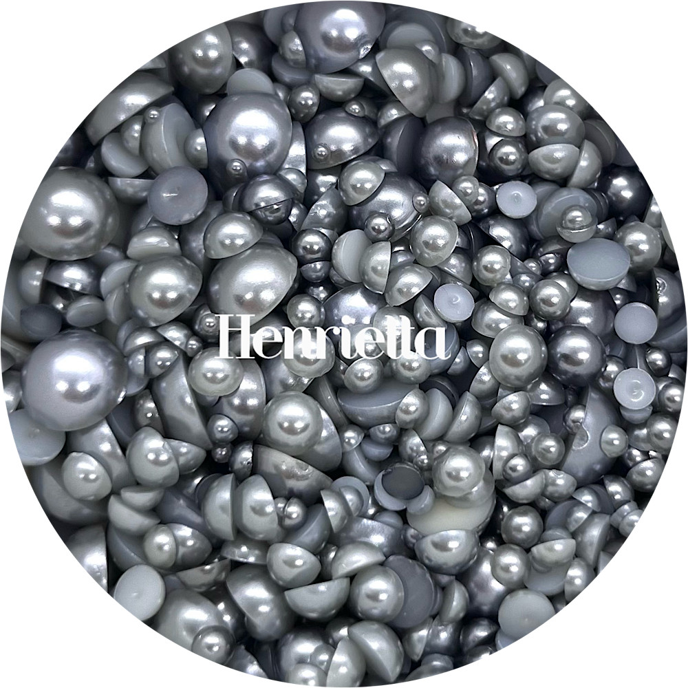 Flat Back Non-Hot Fix Pearls - Grey