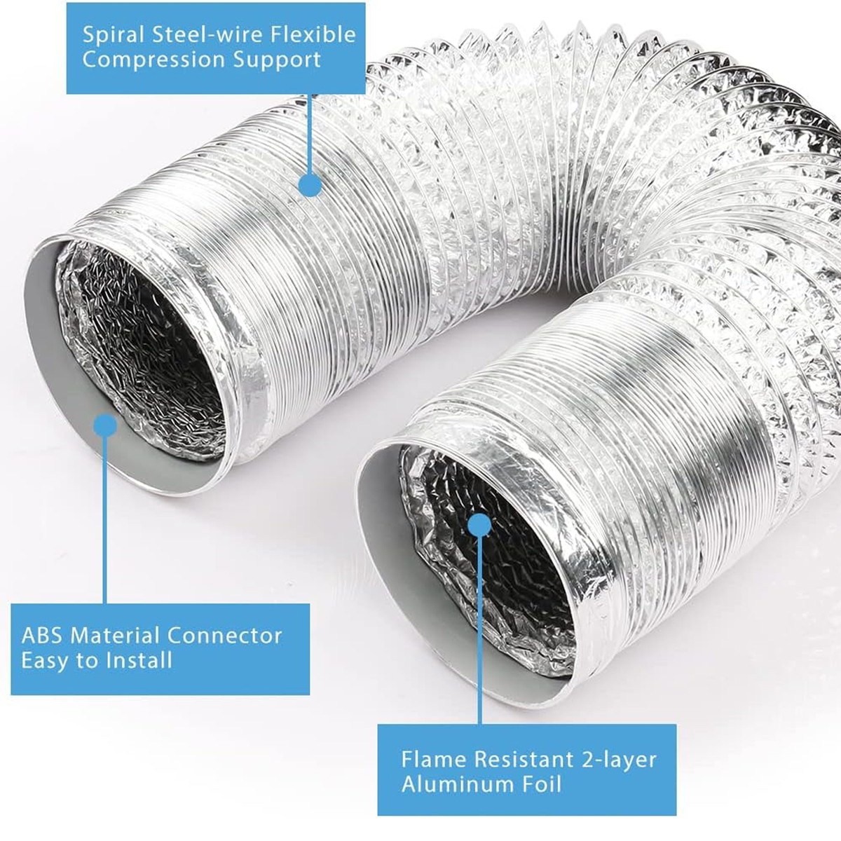 Flexible 4 inch 10 FT Aluminum Ducting Dryer Vent Hose for HVAC Exhaust