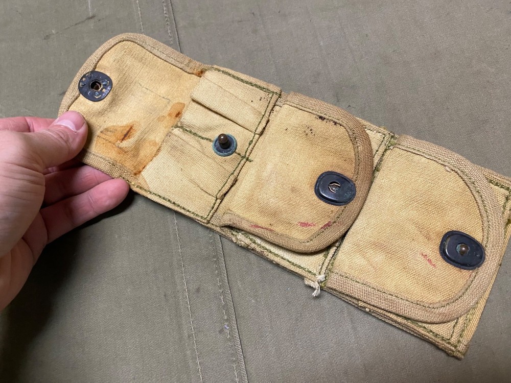 ORIGINAL WWI WWII US ARMY M1917 .45 REVOLVER PISTOL 3 CELL AMMO POUCH-1918