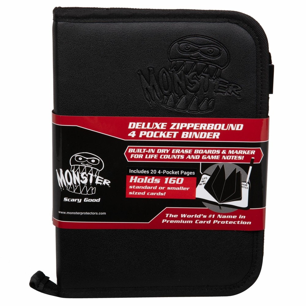 Deluxe Zipperbound 4-Pocket Binder, Black