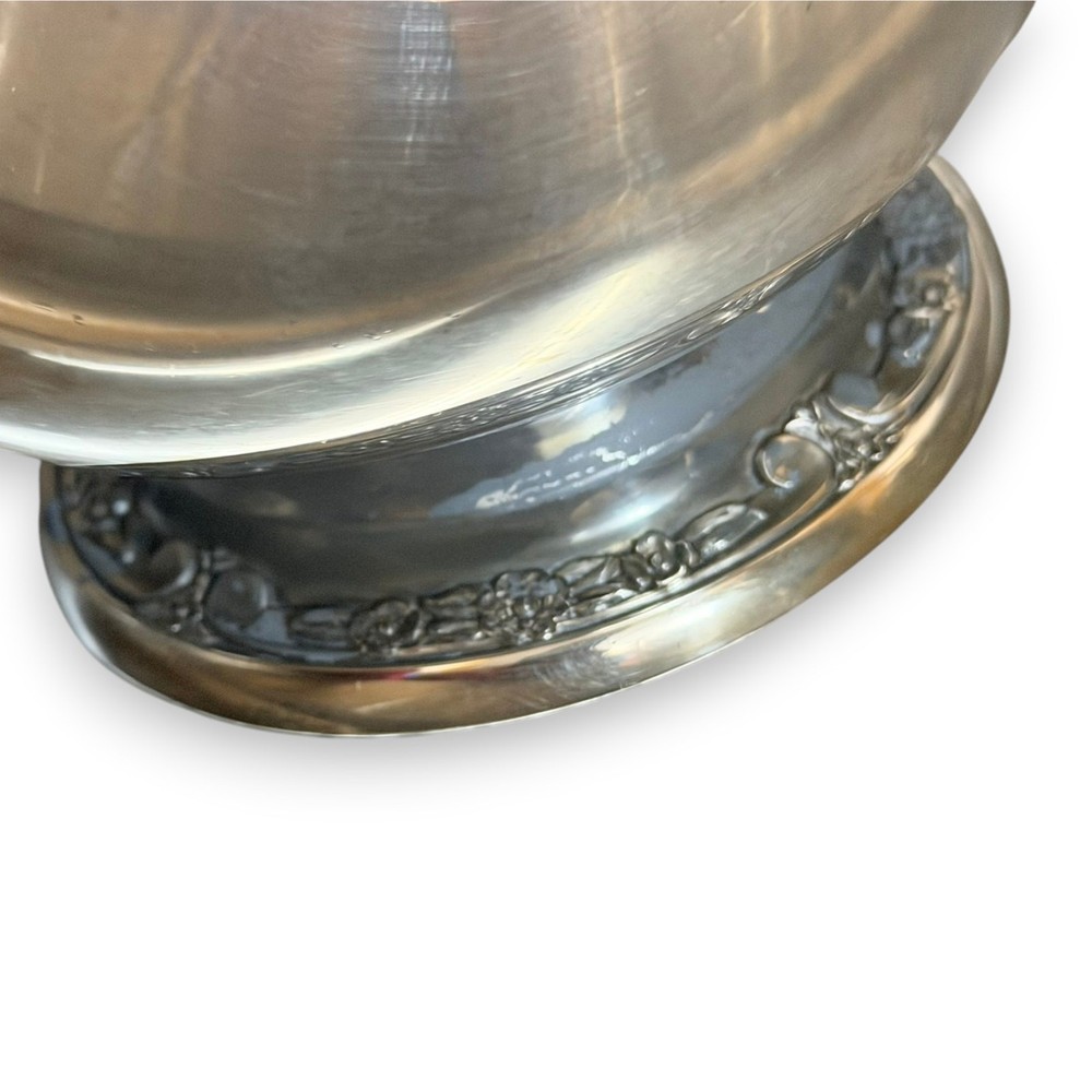 Antique Rogers Bro Silverplate Water Pitcher No 2317, Footed Floral Handle Jug