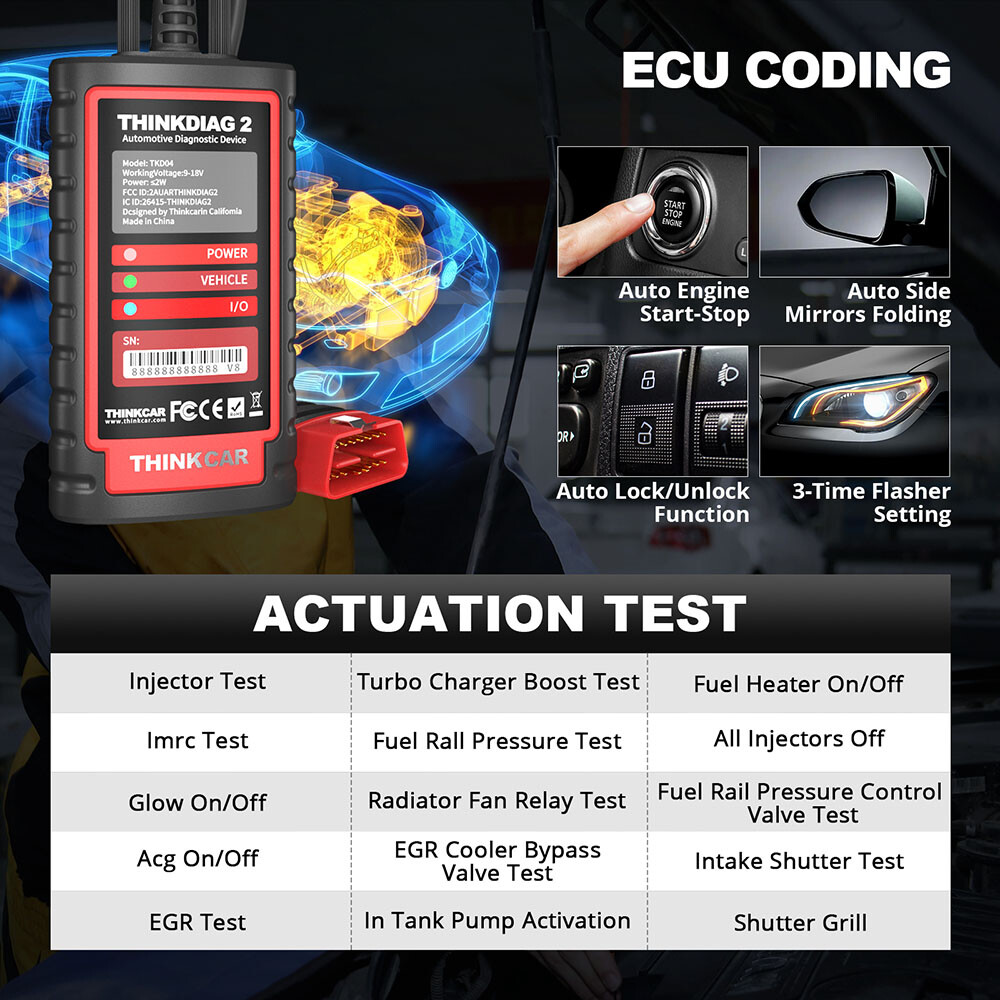 2025!THINKDIAG 2 Car OBD2 Scanner All System Bidirectional Diagnostic Tool CANFD