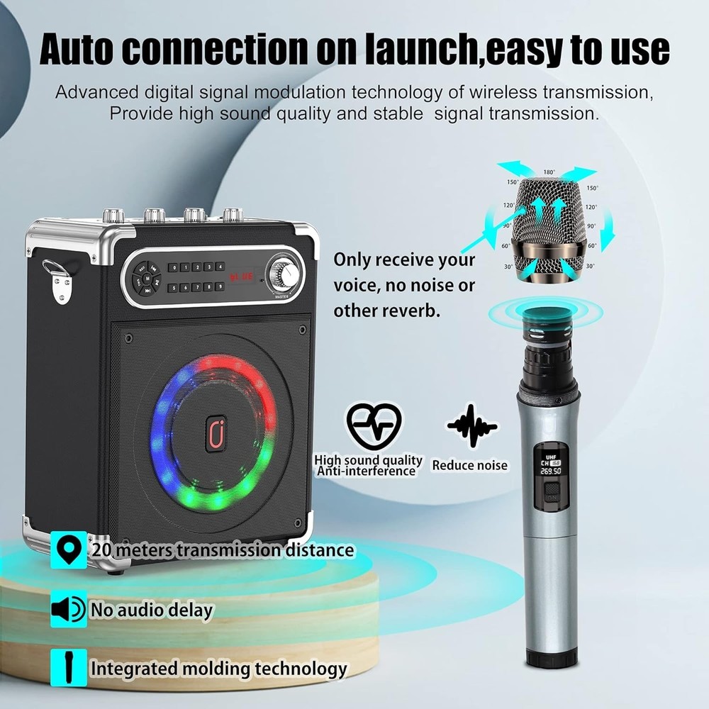 Advanced Portable PA System with Bluetooth, Bass Adjustment & Remote Control