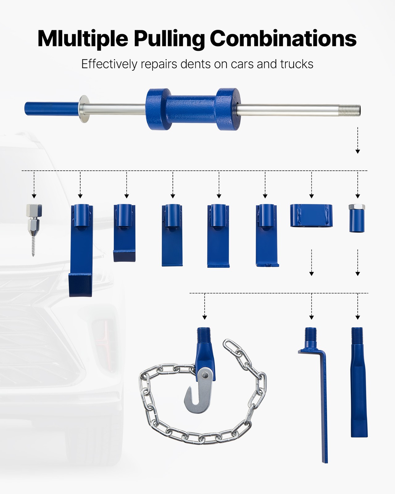VEVOR Dent Puller Kit Slide Hammer Dent Puller 13 lbs Auto Body Dent Repair Set
