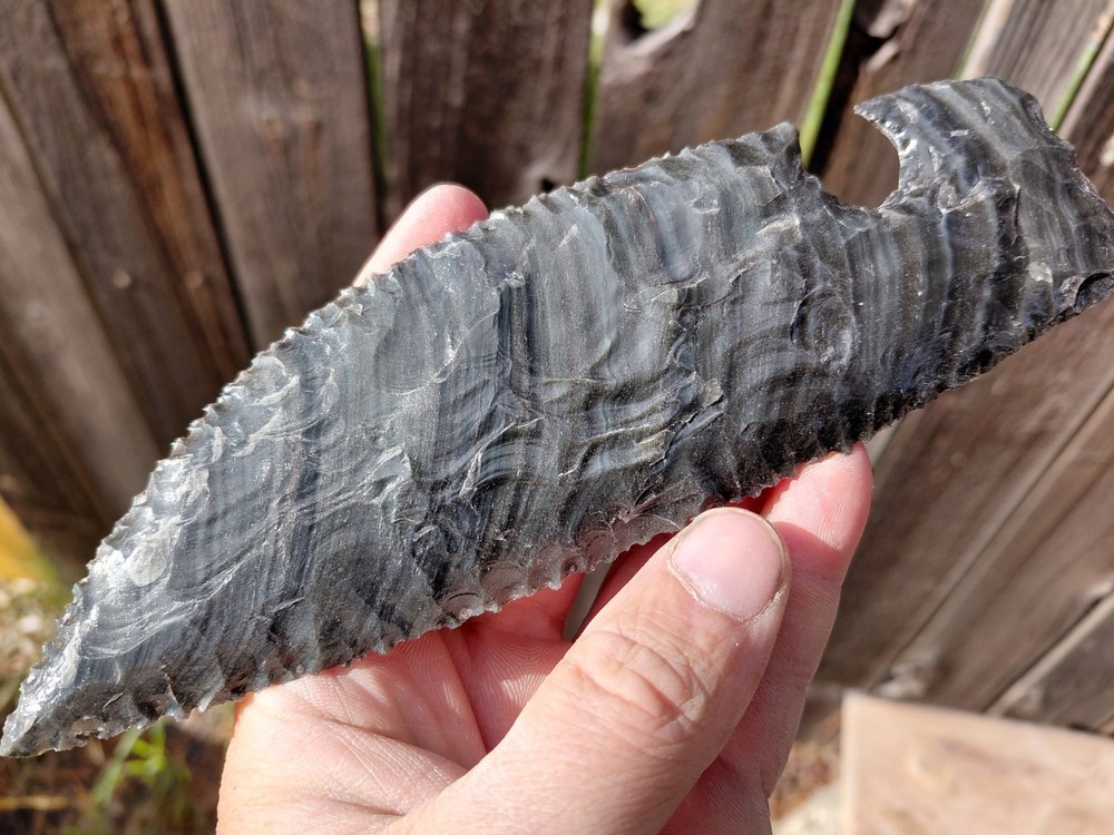 7 Inch Sliversheen Obsidian Blade. Flintknapping, Arrowheads