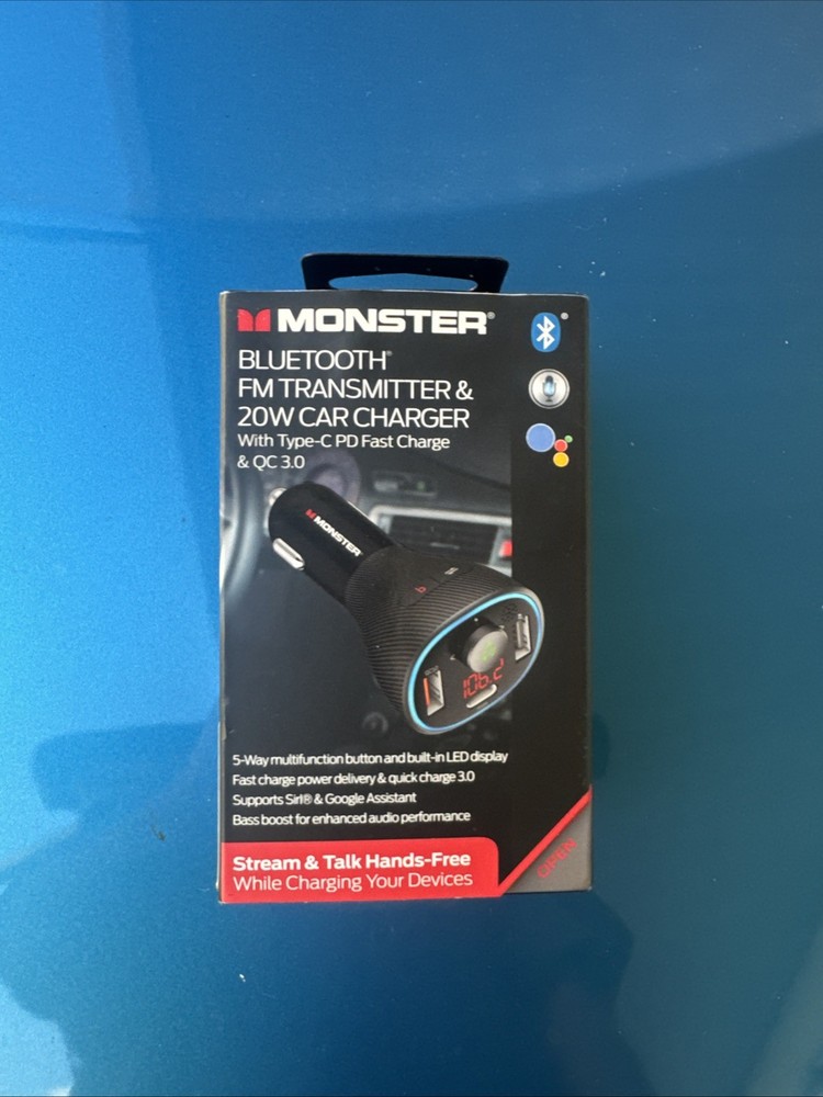 Monster Bluetooth Fm Transmitter & 20W Car Charger