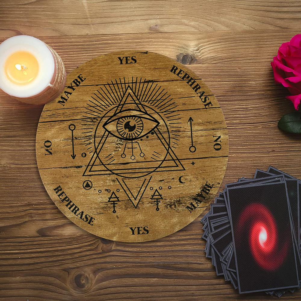 Pendulum Board Set Wooden Dowsing Divination Board Metaphysical Message with Cry