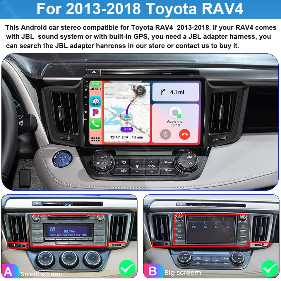 4+64GB For Toyota RAV4 2013-2018 Android 15.0 Car Stereo Radio Carplay GPS WIFI