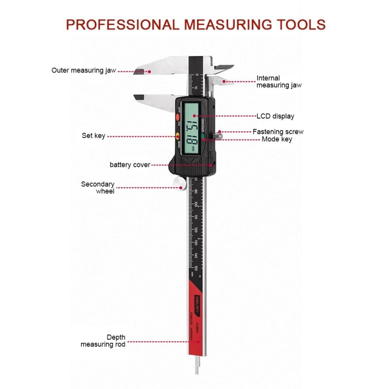 Digital Display Caliper Vernier Calipers Plastic Gauge LCD Micrometer Ruler