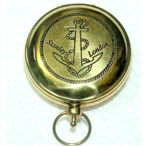 Brass Pocket Push Button Compass Maritime Nautical Compass