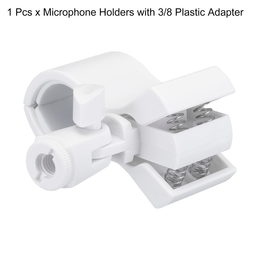 Mic Holder 32mm-60mm Plastic Interface with 3/8 Plastic Adapter White