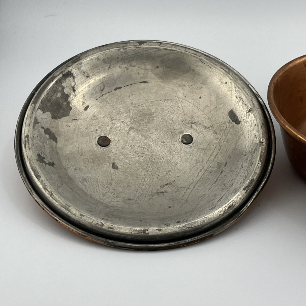 VINTAGE 5” COPPER TIN POT WITH LID