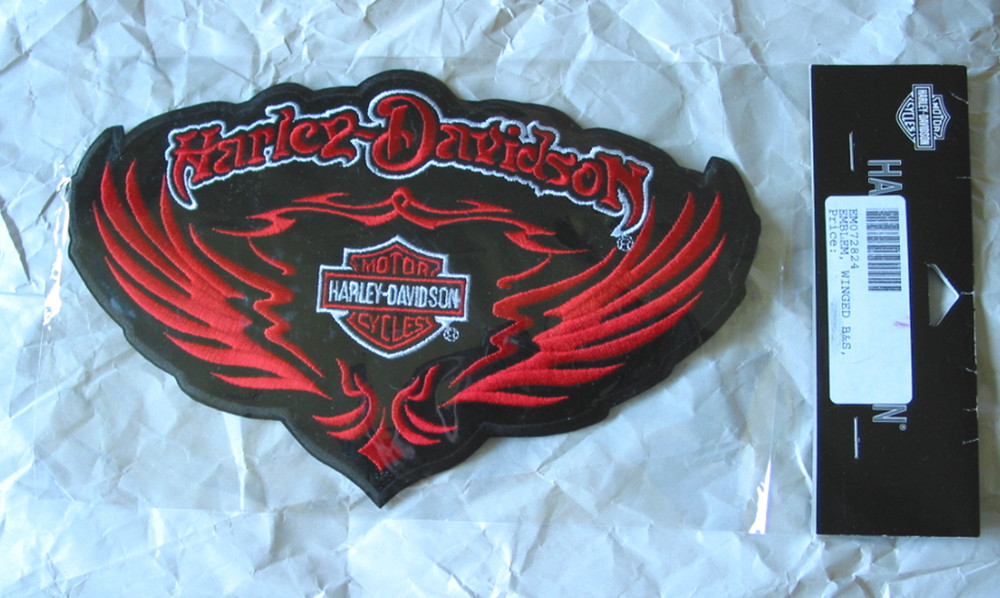 Harley Davidson Red Bar & Shield w/ Tribal Wings  Patch / Emblem