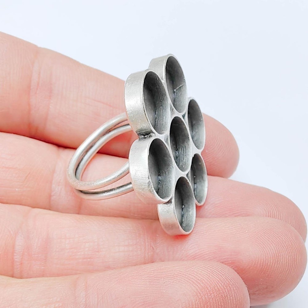 Multi Bezel Ring, Setting Blank Cabochon Mounting Adjustable Brass 10mm G37557