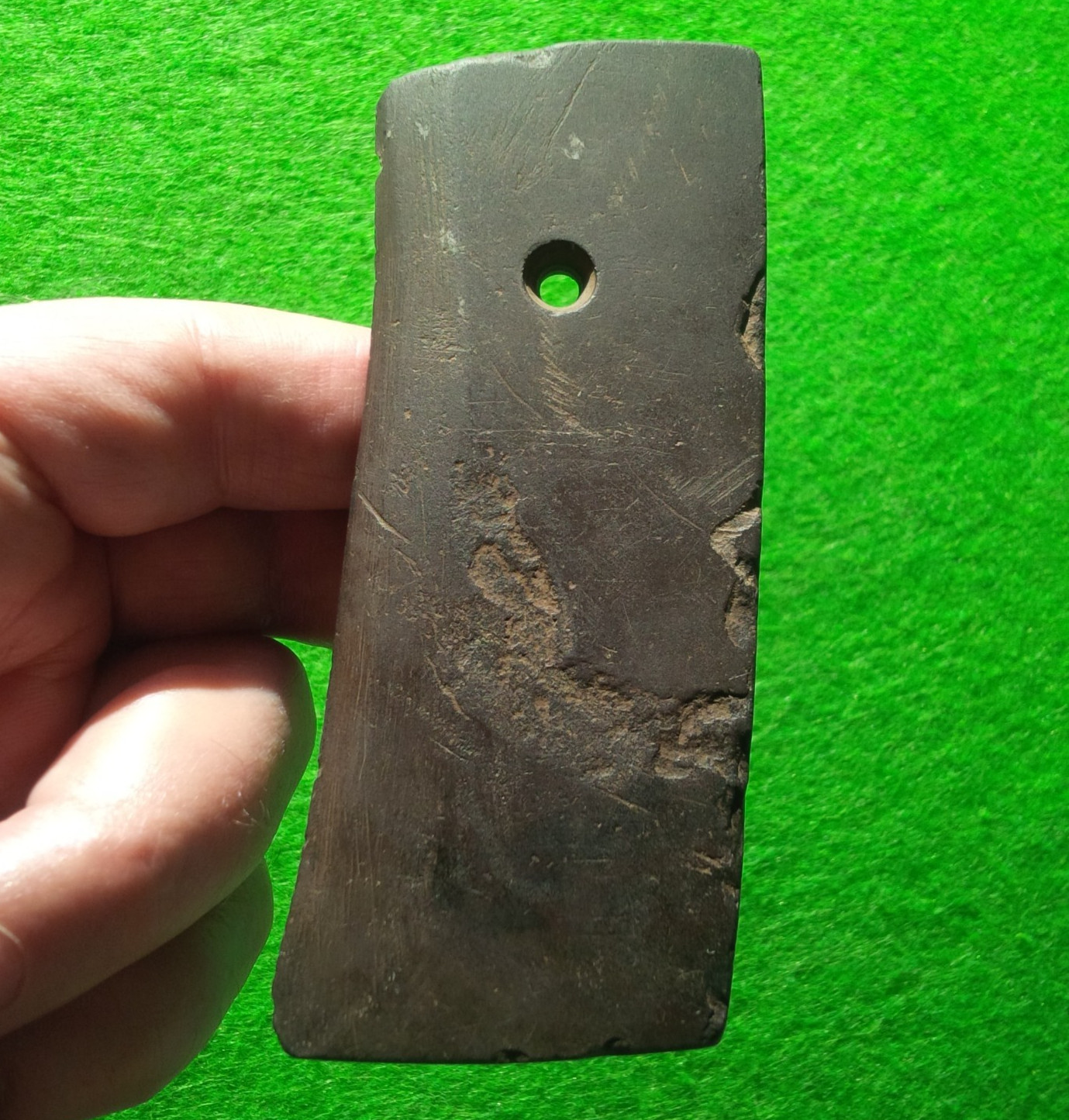 4-3/8" DRILLED SLATE PENDANT KENTUCKY ARROWHEAD AUTHENTIC INDIAN ARTIFACT GORGET