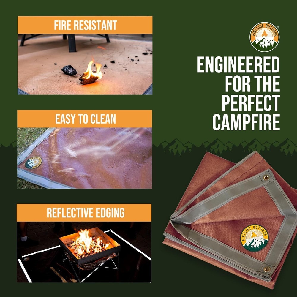 67"x60" Fire Pit Mat with Reflective Edging - Ultimate Outdoor Safety Solution