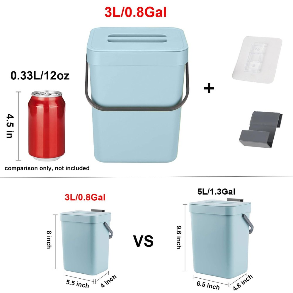 LALASTAR Compost Bin Kitchen, Small for 3L-Lift, Blue
