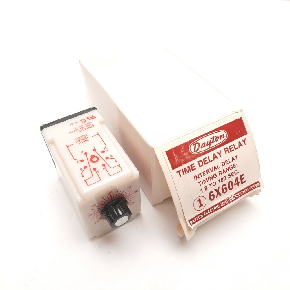 Dayton 6X604E Solid State Time Delay Relay, Interval Delay 1.8-180sec 120VAC