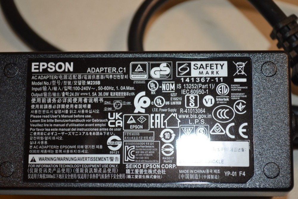 GENUINE Epson AC/DC Adapter M235B POS Printer Power Supply w/PC