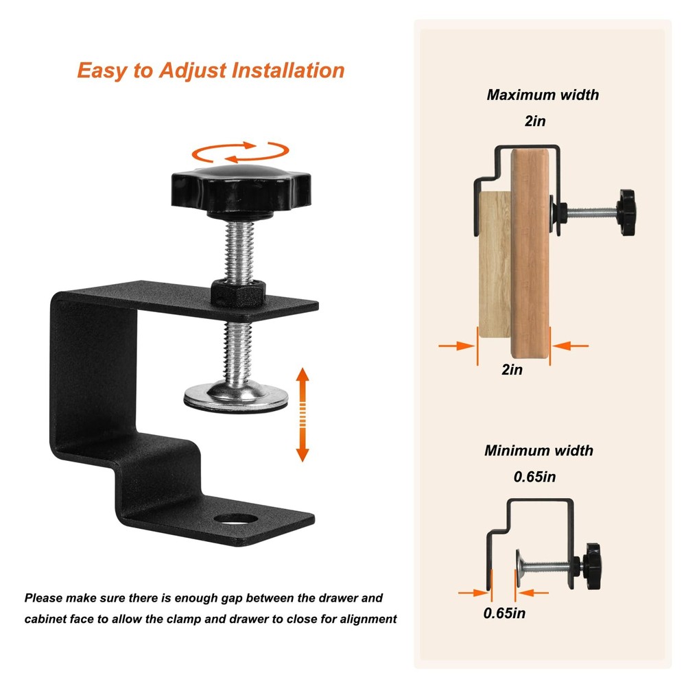 4Pcs Drawer Front Installation Clamps, Drawer Fixing Clips, Adjustable Drawer...