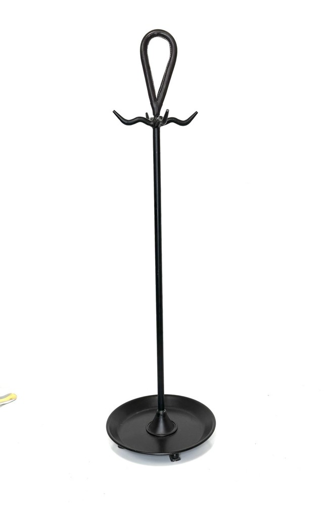 Jacques Adnet Style Leather & Iron Fireplace Stand (ONLY)