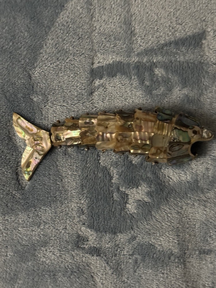 Vintage Articulated Abalone Shell Fish Bottle Opener Mexican
