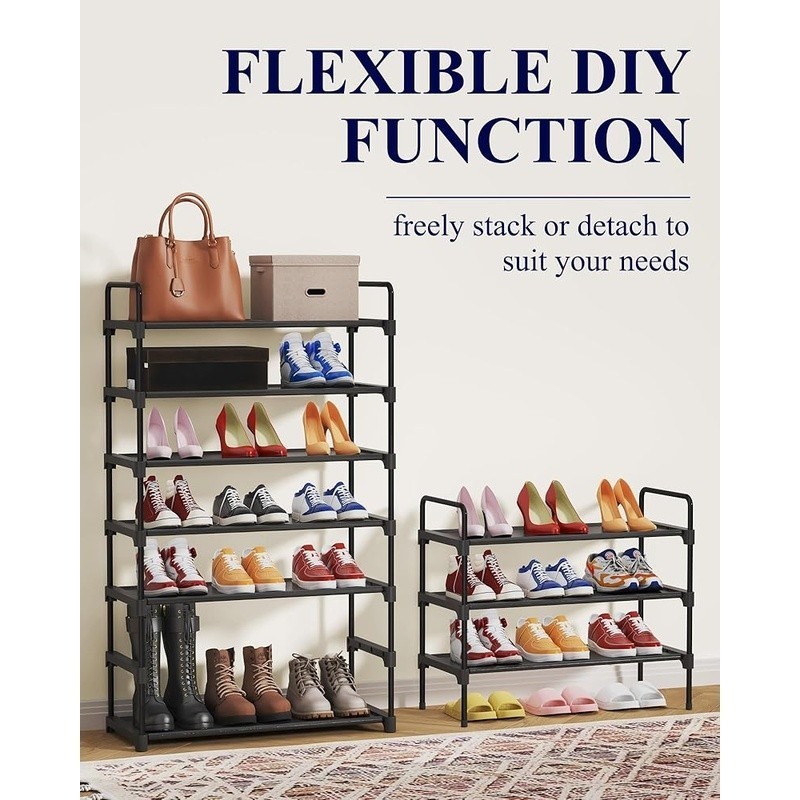 Large Capacity Shoe Rack Stackable Durable Organizer Entryway Closet Living Room