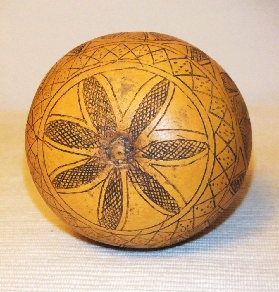 ANTIQUE DRY PUMPKIN CARVED WITH CHARACTERS