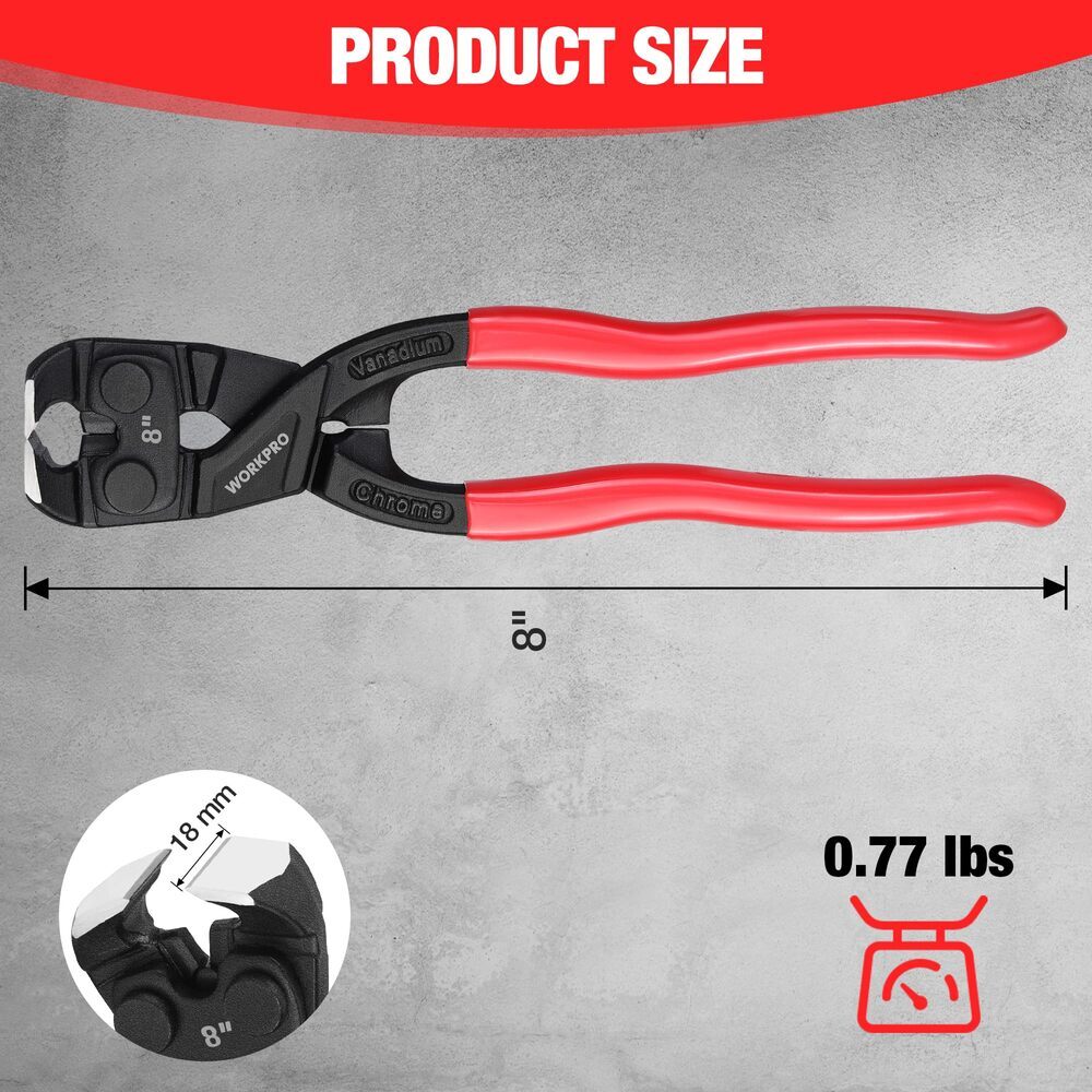 WORKPRO 8 Inch Nail Puller Plier High Leverage Cutting Pliers with Gripping Jaws