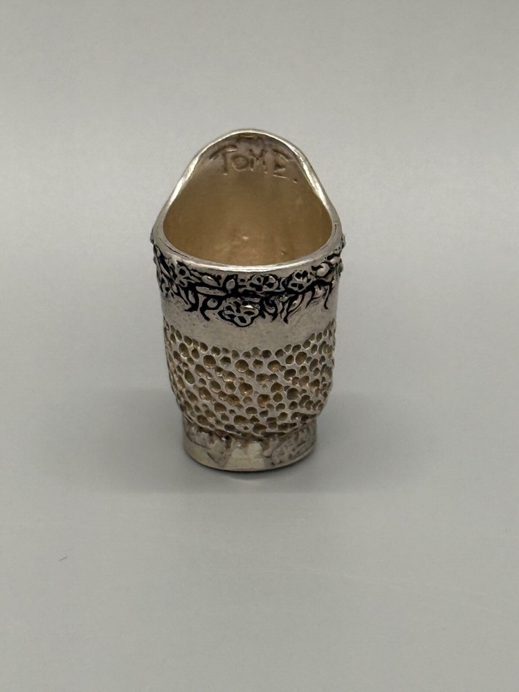 Tom Edwards Sterling Silver Drop Rim Thimble with Flowers