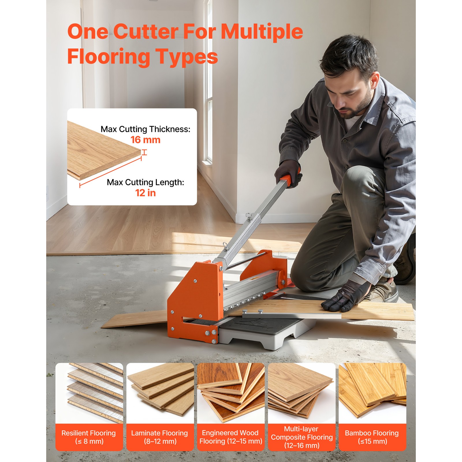 Uimoso 12" Vinyl Flooring Cutter with 16mm Capacity and Durable Alloy Handle