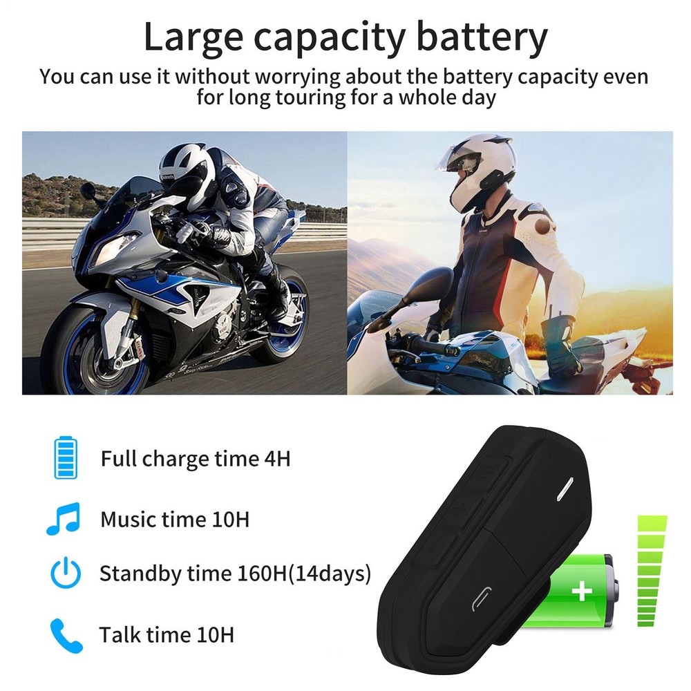 UK Motorcycle Intercom 50M Bluetooth Helmet Headset Motorbike Intercom FM