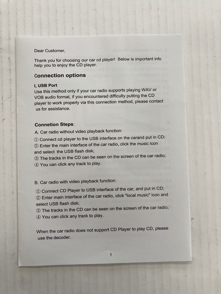 LIMINGDE USB AUX FM CD PLAYER FOR CAR