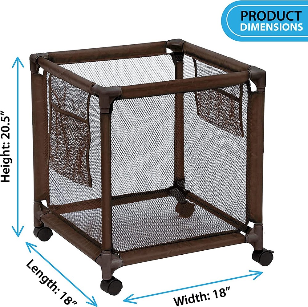 Rolling Pool Storage Small Organizer Bin, Small, Brown