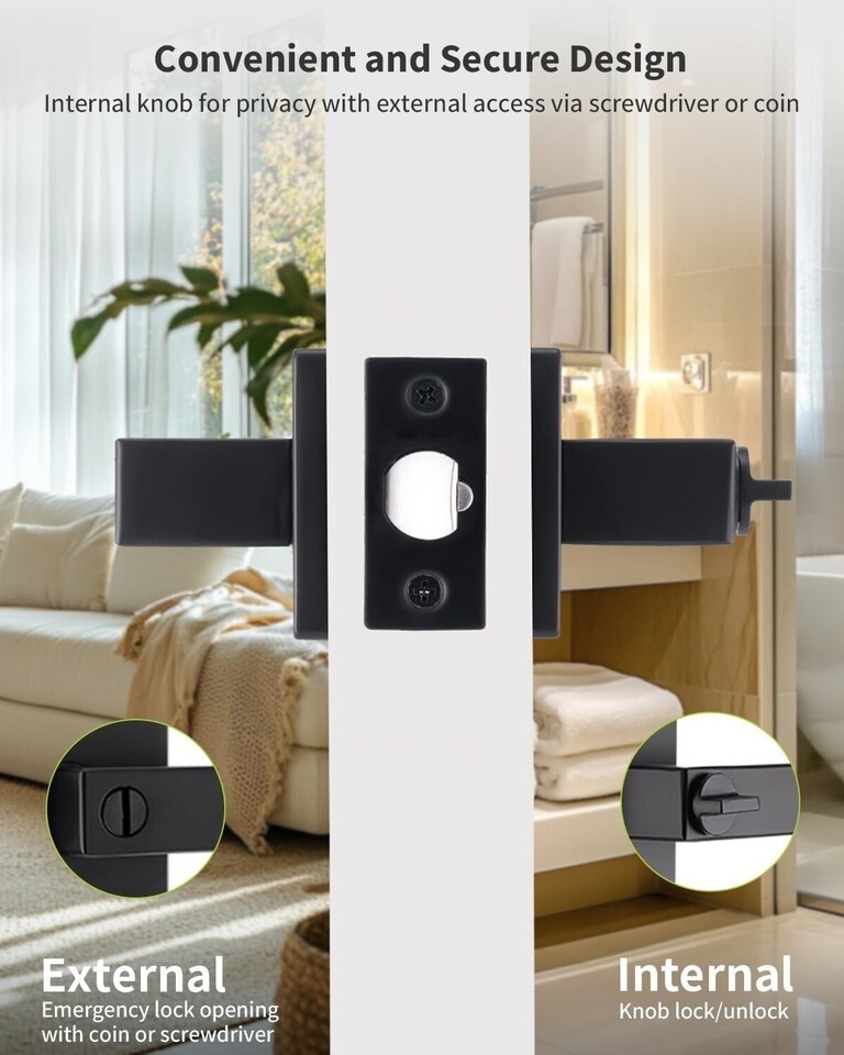 Matt Black Door Lever Privacy Passage Dummy Handle Interior Square Knobs Keyless