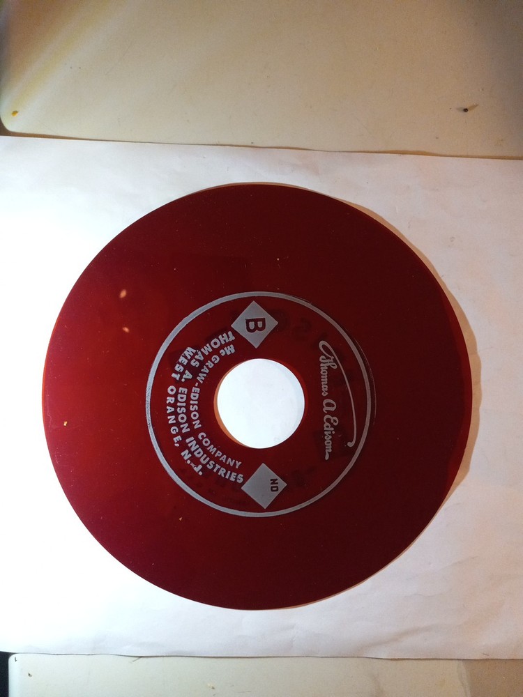Thomas Edison Voicewriter Ruby Red Translucent Diamond Disc