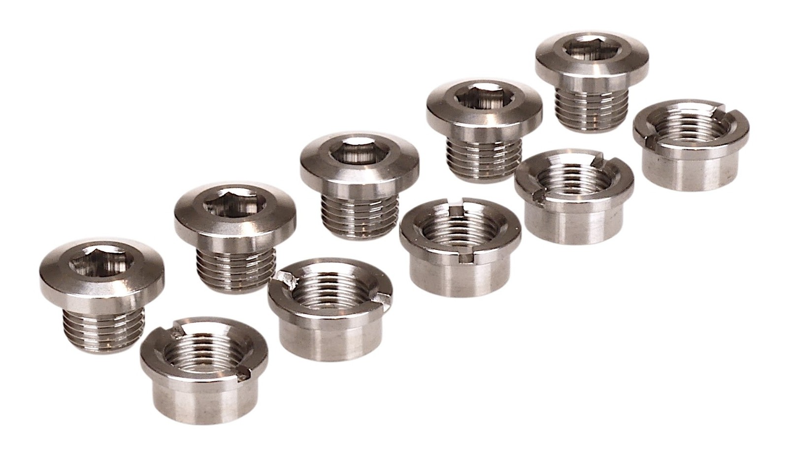 Titanium BMX bicycle single speed chainring bolts - set of 5 - NATURAL (SILVER)