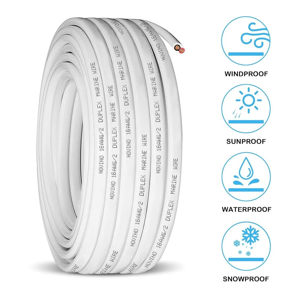 Versatile 15ft Tinned Copper 16/2 Marine Wire - Durable Electrical Connection
