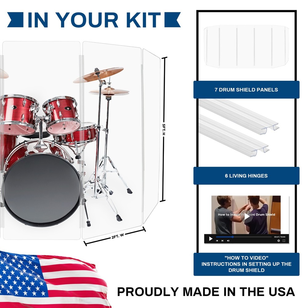 Drum Shield DS57 L 7 Section Drum Shield Acrylic Drum Panels Drums