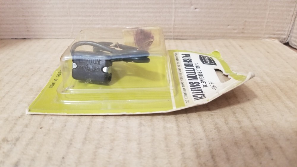 Sears 34_5653 Single Pole /Metal Push Button Switch , NOS-Damaged packaging